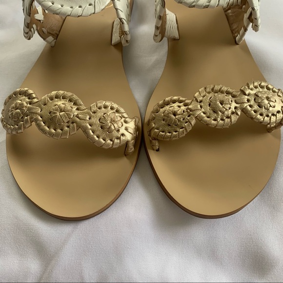 JACK ROGERS White & Gold Lauren Sandal - Picture 4 of 15